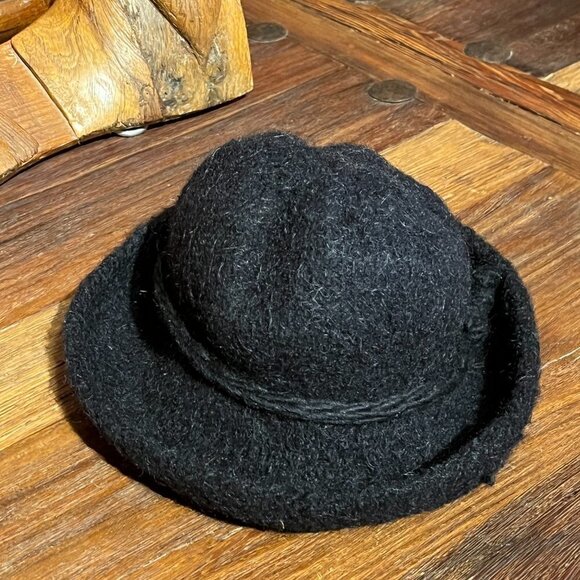 New Mexico Tierra Wools Hand-Woven Thick Wool Bucket Hat One-Of-A-Kind Black - Picture 5 of 8